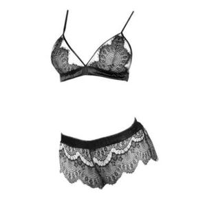 Pilihan B Bikini Bra Set Hitam Transparan Lingkar Karet