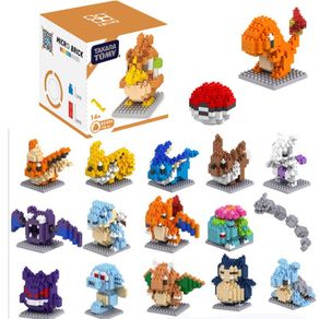 Mainan Teka-teki Blok Partikel Berlian Pikachu Anak-anak Sukacita Lucu Blok Pokemon 20 Gaya
