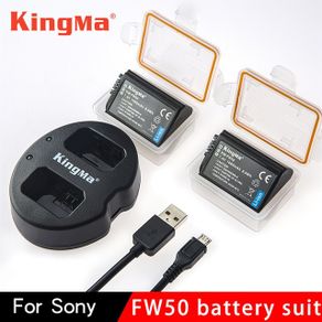 dual charger 2 baterai sony alpha a6300 a6500 a7 series km fw50 black
