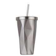 tumbler starbucks stainless steel coffee straw cup gradient ice-block - silver