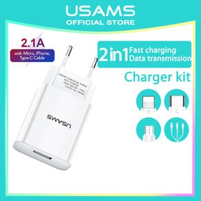 USAMS Official Original T21 Kepala Charger kabel charger Micro/ Lightning/ Type-C fast charging Fast Charger Quick Charger 3in1 Kabel Data Mini Huawei/ Xiaomi/ Oppo/ Vivo/ Samsung / IPhone 11 12 13 Pro 7 6 Plus 6s 5s