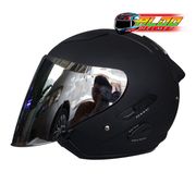 helm double visor / kyt / galaxy flat r solid black doff / helm dewasa - xl iradium silver