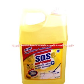 SOS Pembersih Lantai Lemon Bersih & Melindungi 4Liter Cairan Pel S.O.S Lantai Bersih & Melindungi 4 Liter Kemasan Derigen Derigent Kemasan Besar