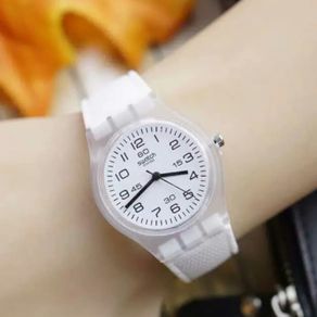 jam tangan anak remaja cewek swatch rubber white