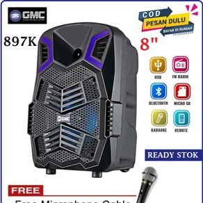 Speaker Portable GMC 897K Speaker Bluetooth 8 inch Free 1 pcs Mic Kabel Bergaransi Resmi