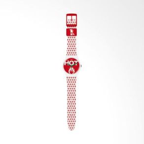 Swatch SUOW146 AU FEU Tali Silikon Jam Tangan Wanita - Putih Merah