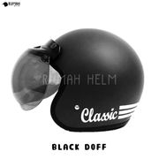 ksm helm retro bogo murah warna pastel kekinian hijab - black doff kaca datar