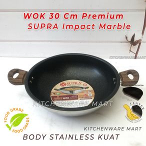 WOK impact premium 30cm marble coating / wajan masak anti lengket kuali marble tebal with Body Stainless Steel supra