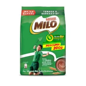 MILO Activ-Go Bubuk Malt Coklat Malaysia (2, 2kg)