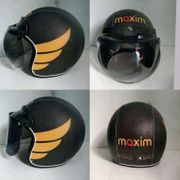 Helm Retro Bogo dewasa full kulit motif Maxim Hitam