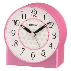 jam beker / weker seiko qhe136p beep alarm clock original - pink