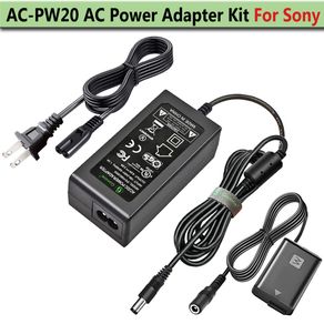 AC-PW20 AC Power Adaptor Kit UNTUK Sony A3000, A5100, A6500 Alpha 7 A7 II A7R II ILCE-QX1 Cyber-Shot DSC-RX10,RX10III,SLT-A33,NEX-3N