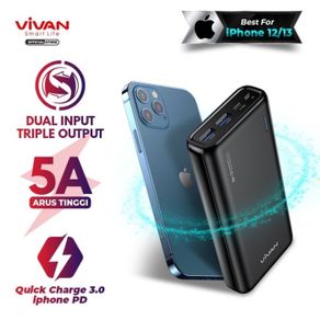 vivan powerbank 20000mah 3 input & 3 output garansi 1 tahun 18w ori