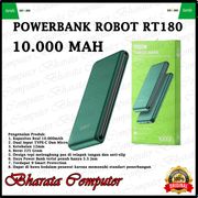 power bank robot rt180 10000mah original dual input type c micro usb
