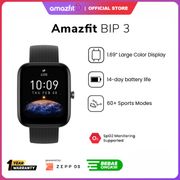 amazfit bip u smartwatch 1.43  touch screen jam tangan 60 sports modes - bip 3 black