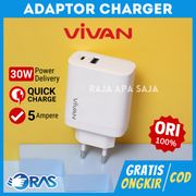 Adaptor Charger Vivan Type C 30W 5A VOOC Power Delivery USB Fast Charging Batok Kepala Casan 5 Ampere IP Samsung [Vivan Power Turbo 30]