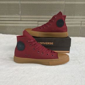 sepatu sneakers converse all star tinggi ct maroon hitam high quality - maron gumb high 38