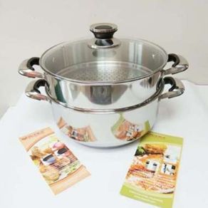 panci steamer- alat kukus merk supra 2 susun ukuran 28 cm
