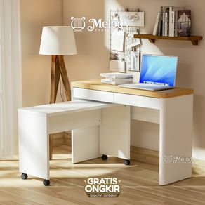 Melody Furniture Meja Kerja Meja Belajar Minimalis LIBRE SMART WORK White