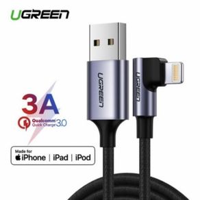 UGREEN Kabel Charger Gaming USB To Lightning Cable MFI Braided 90 Degree iPhone 6 7 8 1-2M Nylon 60521 70733