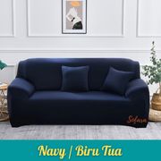 cover sofa sarung sofa elastis stretch 1/2/3/4 seater polos - navy biru tua 3 seater