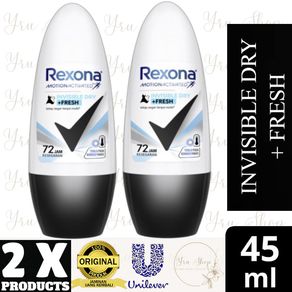 Rexona Women Deodorant Roll On Antiperspirant Free Spirit dan Invisible Dry + Fresh 72 Jam Kesegaran 45Ml 2X Produk
