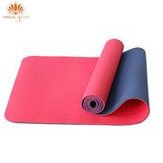 tpe yoga mat 6mm / matras senam olahraga 6 mm bisa custom nama - merah biru polos