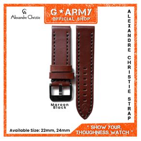 strap tali jam tangan kulit alexandre christie expedition 22mm 24mm - 24mm maroon black