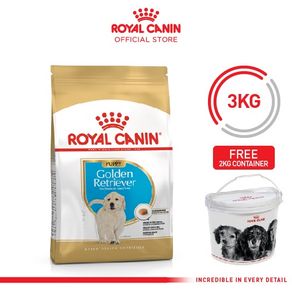Royal Canin Golden Retriever Puppy 3kg +  Gimmick 2KG Half Moon Dog Container