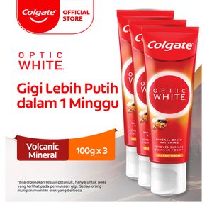 Colgate Optic White Whitening Toothpaste Volcanic Mineral 100g - Pasta Gigi (3pcs)