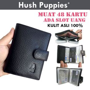 dompet kartu atm kulit asli kartu kredit card holder hush puppies - hitam