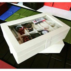 Kotak Jam Tangan Isi 12 | Box Jam Tangan -  Brocken White
