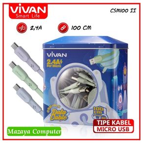 VIVAN CSM100 II Kabel Data Micro 2.4A Fast Charging Cable Charger Cas Mikro USB Standar 2 (NEW CSM100s)