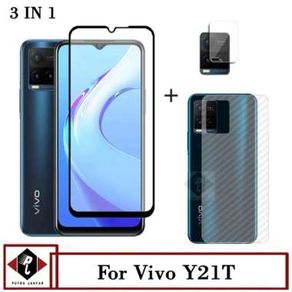 3in1 Tempered Glass Layar Vivo Y21T 2021 Bonus Camera Dan Garskin