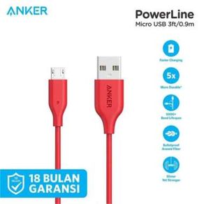 Kabel Charger Anker Powerline Micro Usb 3Ft - A8132H12 - Hitam - Hitam