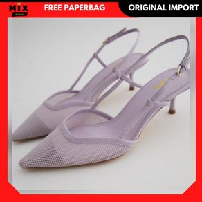 sepatu zara heels mess kitten shoes original import wanita zr-332 - purple 38
