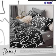 sprei katun star motif portrait hitam ukuran 90-200 - 100x200x20 cm
