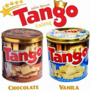 tango wafer renyah tin kaleng rasa vanila / coklat 385gr
