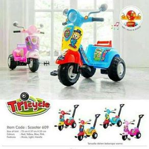 Scooter 609 - Mainan Sepeda Tiga Roda - Mainan Vespa Dorong - Mainan Scooter Duduk - GOSEND ONLY