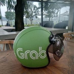 helm retro dewasa full kulit print motif grabe baru