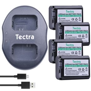 Tectra 4 Pcs NP-FW50 NP FW50 NPFW50 Battery + USB Dual Charger untuk Sony Alpha 7 A7 7R A7R 7 S A7S A3000 A5000 A6000 NEX-3 Baterai