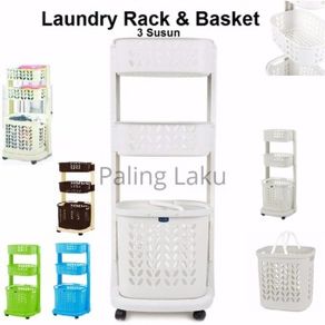 Rovega Laundry Rack Basket 3 Susun RLB-300/ keranjang Baju kotor/ rak serbaguna