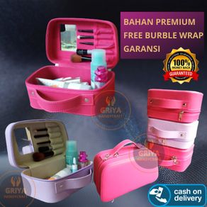 Kotak Make Up Kotak Penyimpanan Peralatan Kosmetik Portable Bahan Kulit Sintetis