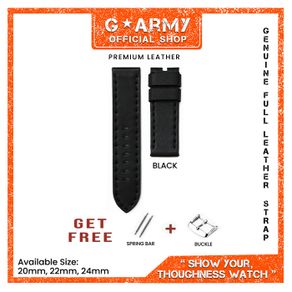 strap leather tali kulit pengganti jam ac exp fossil 20mm 22mm 24mm - black 24mm