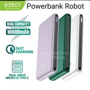Powerbank Robot 10000mah Power bank Dual Input type C USB RT180 10000 mah