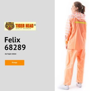 jas hujan pria wanita tiger head rain city ralen star raincoat - felix orange