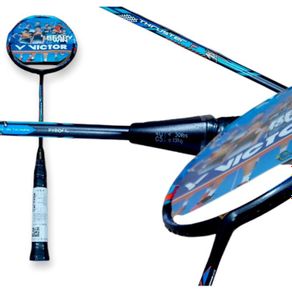 raket badminton bulu tangkis victor thruster f 30lbs - free tas - grip - biru rkt tanpa senar