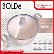 BOLDE SUPER PAN 2 EAR WOK 24 CM + GLASS LID BEIGE - 100% ORI