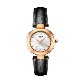 Jam Tangan Wanita TISSOT Organdy T916.209.46.117.01 Mother Of Pearl Dial Black Leather Strap