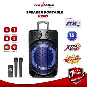 Advance K1503 Speaker Meeting Bluetooth Salon Aktif 15" Gratis 2 Mic Karoke Batrei Besar RGB Light